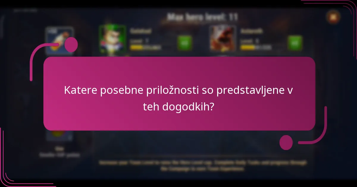 Katere posebne priložnosti so predstavljene v teh dogodkih?